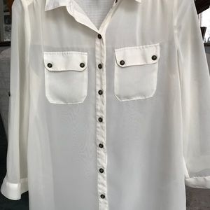 Maurices 3/4 Sleeve Chiffon Button Down